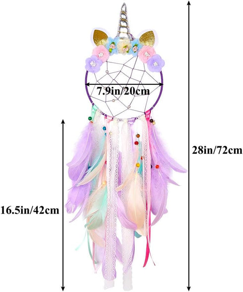 QtGirl Dream Catchers for Kids Unicorn Wall Decor for Girls Bedroom Flower Feather Wall Hanging Decoration...
