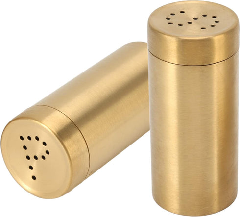 2 Pack Gold Spice Jar, Stainless Steel Spice Shaker Screw Open Top Uniform Size Seasoning Bottle for Paprika Pepper Salt Sugar...