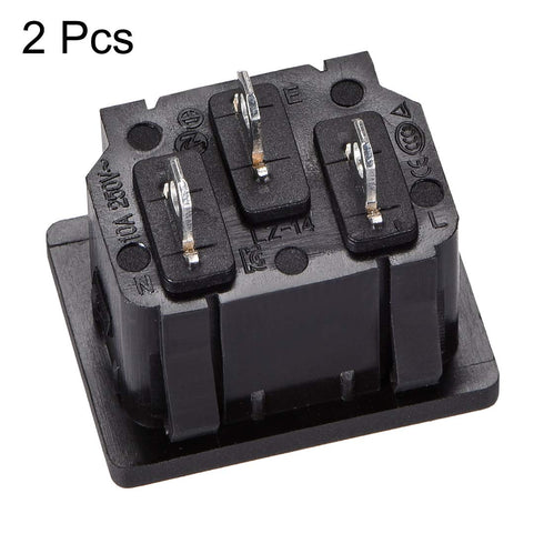 uxcell C14 Panel Mount Plug Adapter AC 250V 10A 3 Pins IEC Inlet Plug Power Connector Socket Straight Pack of 2...