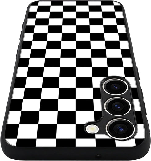 Tnarru Compatible with Samsung Galaxy S23+ Case Checkered Pattern Hard PC Back and Soft TPU Sides Scratchproof Shockproof Protective Case for Sams...