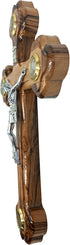Zuluf 10.6" Olive Wood Wall Crucifix Catholic Hanging Cross with Relics Holy Essences Orthodox Holy Land Gift CRS033...