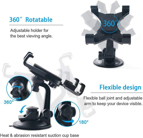 Car Tablet iPad Holder Mount, Suction Cup Tablet Holder Stand for Car Windshield Dash Desk Kitchen Wall Compatible with iPad mini Air Samsung Gala...