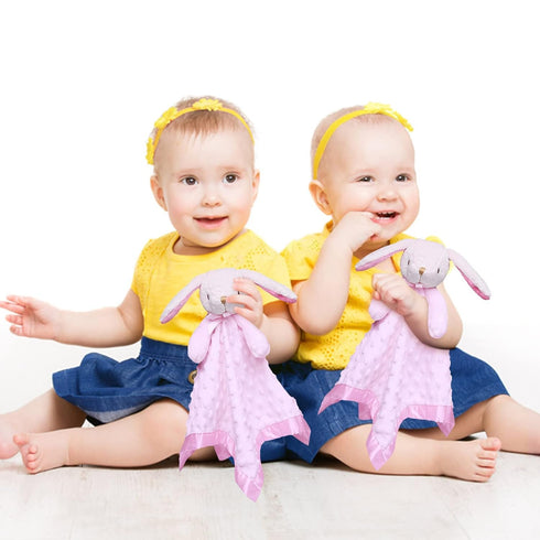 Pro Goleem Bunny Security Blanket Twin Baby Gifts Baby Snuggle Toy Lovey for Infant Girls Soft Lovie Pink, 2 Pack...