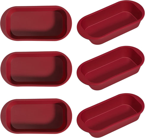 Silicone Mini Loaf Pan Set of 6, Non-stick Easy Release Rectangle Mini Bread Pan, Hot Dog Buns Mold, Flexible BPA Free Silicone Baking Mold for Ba...
