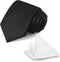 Black Tie Set in Gift Box Mens Solid Color 3.15" (8CM) Black Necktie and Pocket Square Set...