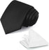 Black Tie Set in Gift Box Mens Solid Color 3.15" (8CM) Black Necktie and Pocket Square Set...