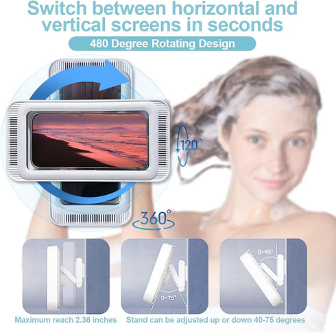 Shower Phone Holder Waterproof, Anti Fog Touch Sensitive Shower Phone Case for Mirror Wall and Bathtub Wall Mounting Between Bathrooms, Compatible...