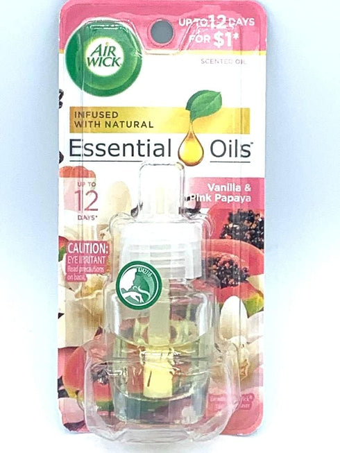 Air Wick Plug in Scented Oil Refill, 1ct, Vanilla & Pink Papaya, Essential Oils, Air Freshener...