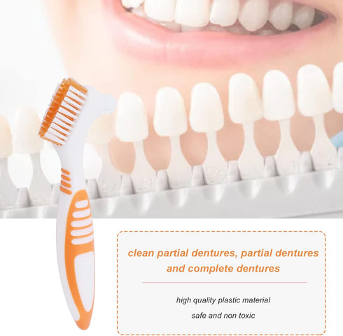 Denture Brush Denture Toothbrush Washing Brush Dual Head Denture Washing Tools,Premium Hygiene Denture Brush False Teeth Brushing Tools for Dentur...