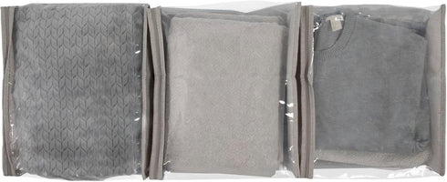 Household Essentials Under Bed Zippered Sweater Storage Bags with Clear Vision Panel, Set of 3, Silver,Gray...