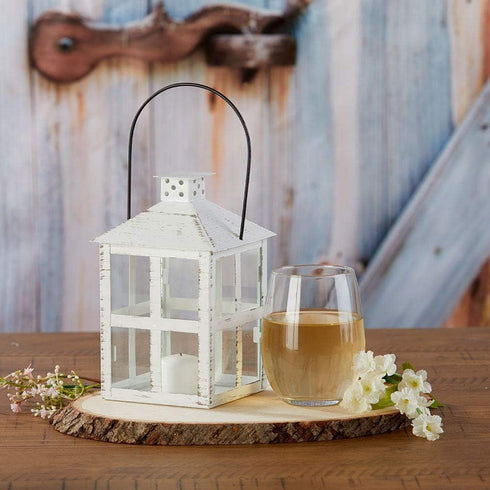 Kate Aspen Rustic Farmhouse Decor White Candle Holder Lantern Decorative (7.5 Inch), Wedding Decoration, Centerpiece Table Decorations, Home Decor...