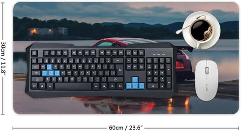 Large Mouse Pad Gaming Cool 370z Red Sport Car Jdm Sunset Reflection Desk Mat Long Big Mousepad Extended Keyboard Computer Pad Office Desk Organiz...