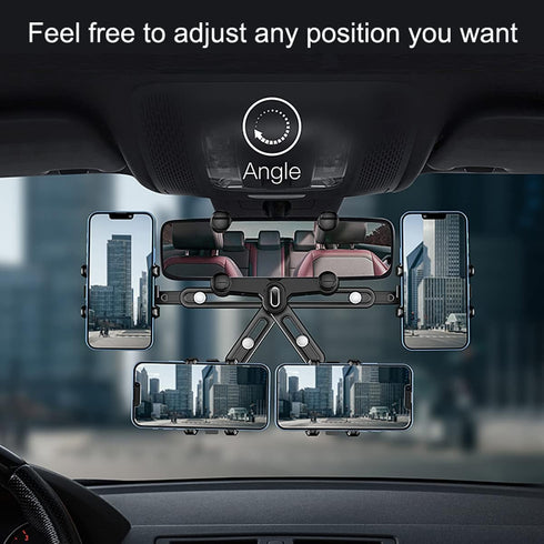 360°Rotatable and Retractable Car Phone Holder, Multifunctional Adjustable Mount, Universal Rearview Mirror Phone Holder for All Mobile Phones (Fo...