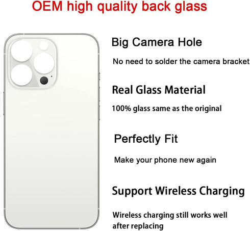 Back Glass Replacement for iPhone 13 pro 6.1 inches (Silver) All Carriers with Repairing Tool Kits...