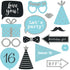 Fully Assembled Sweet 16 Birthday Photo Booth Props - Set of 30 - Teal Blue & Silver Selfie Signs - 16th Party Supplies & Decorations - 16th Bday ...