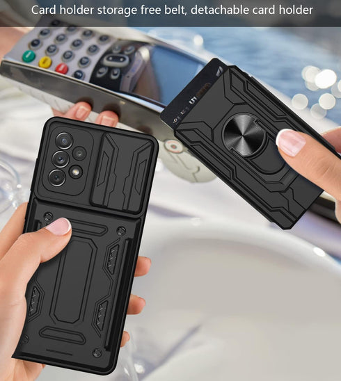 CCSmall Case for Samsung Galaxy A32 4G (Not 5G) with Card Holder, Heavy Duty Protection Phone Case with Magnetic Ring Kickstand Slide Camera Cover...
