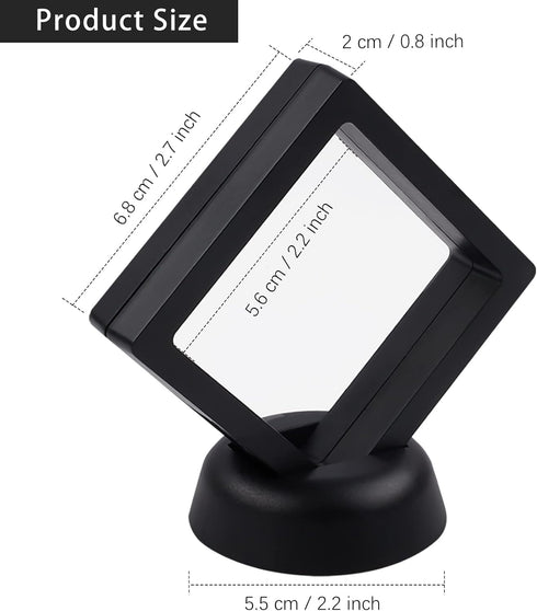 4Pcs 3D Floating Frame with Stand, Challenge Coin Display Holder, Small Shadow Box for Earrings, Rings, Brooch, Military Medal, Black, 2.75x2.75 i...