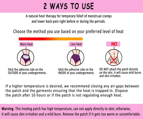 Portable Heating Pad for Menstrual Cramps and Period Pain Relief- Adhesive Heat Patches on Clothing- Suitable for All Skin Types- 3 Patches in 1 P...