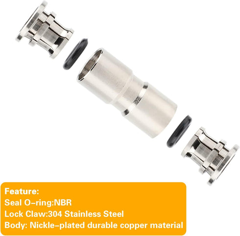 4mm Union Straight Push to connect fittings Stainless Steel Pneumatic Push Connectors,CEKER 4mm x 4mm Tube Quick Connect Fittings Air Line Fitting...