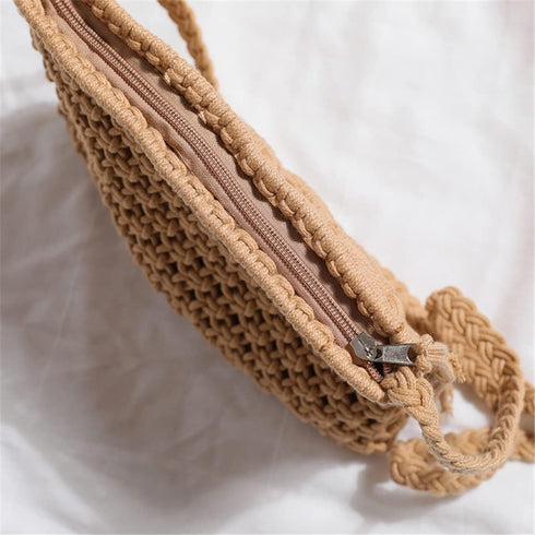 Boho Straw Shoulder Bag Handwoven Wicker Beach Purse for Women Crossbody Handbag...