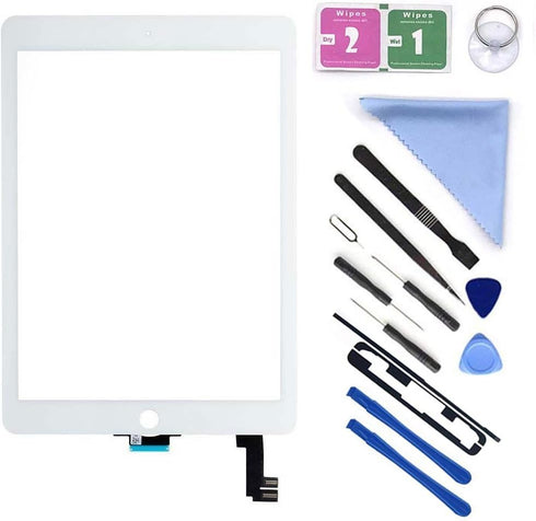 New Glass Touch Screen Digitizer Replacement for iPad Air 2 9.7" 2nd Gen A1566 A1567 and Pre-Installed Adhesive with Repair Tools Kit (Without Hom...