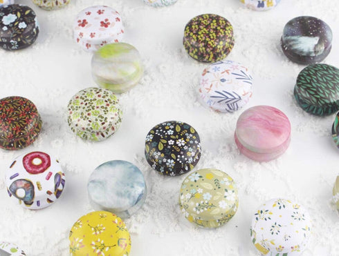 Candy Tins Jars Colorful Flower Metal Tin with Lid Empty Round Metal Storage Tin Cans Jars Containers Travel Storage Tins,for Making Candles Candy...