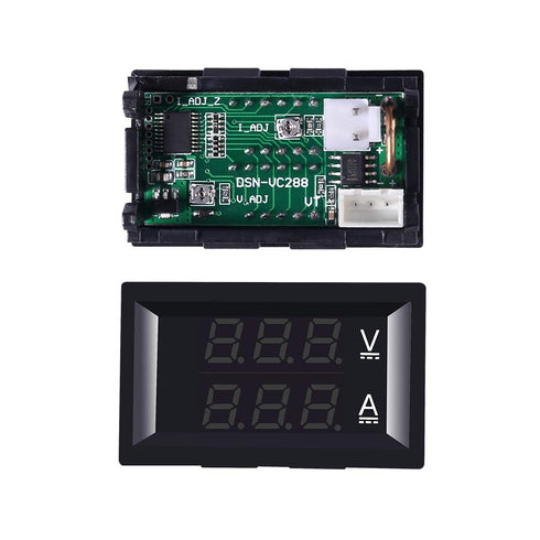 2pcs 0.28" LED Voltmeter Ammeter, Red and Blue Digital Multimeter Display Voltage Current Tester,DC 0-100V 10A Detector Voltage Current Meter Pane...