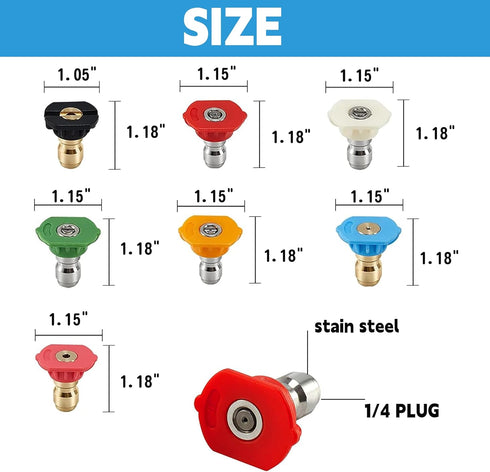 Hourleey Pressure Washer Tips, Pressure Washer Nozzle Tips with Nozzle Holder, 7 Nozzle Tips, 1/4 Inch Quick Connect, 4000 PSI...