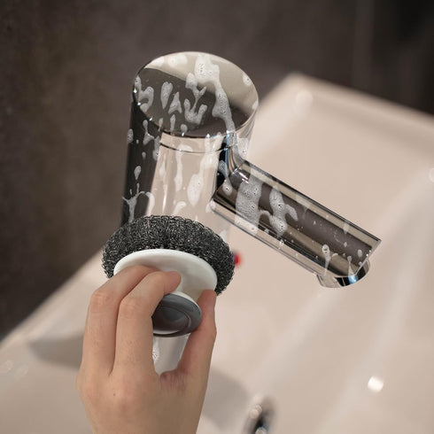 2Pcs Stainless Steel Scrubber Dish Scrub Brush with Handle ?Multipurpose Kitchen Cast Iron Scrubber for Pots, Grills, Ovens & Other Tough Cleaning...