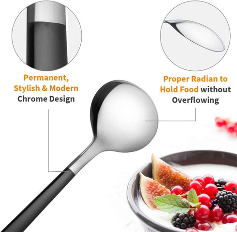 4-Piece Stainless Steel Dinner Spoons with Round Edge, 8 inches Comfort Long Handle Table Spoon, Mirror Polished Flatware Utensils Dishwasher Safe...