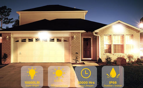 AUXTINGS 30W LED Flood Lights Outdoor Security Lights 3000LM Outside Lamp 4000K Warm White Spot Light Exterior Lighting for Yard Backyard House Co...