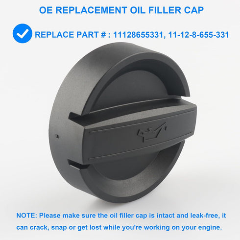 Oil Filler Cap, Replace 11128655331, 11-12-8-655-331 Compatible with BMW - 128i 135i 320i 328i 328xi 335i 528i 535i 740Li 740i M3 M5 M6 X1 X3 X5 X...
