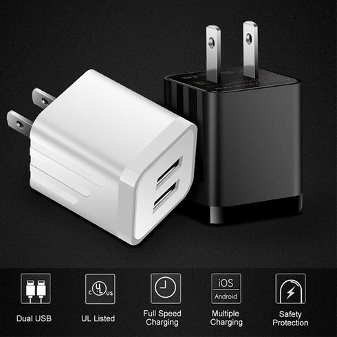 USB Wall Charger, Loxdn 2-Pack Dual Port USB Wall Plug Charging Block Adapter Charge Cube Brick Box Compatible with iPad/iPhone/iPod, Samsung, LG,...