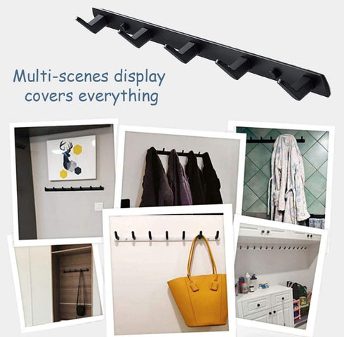 Wall Mounted Coat Racks with 6 Hooks Hanging Holder Towel Rack 21.7"x1.3" Modern Black Hanging for Clothes Entryway Bathroom (6 Hooks)...