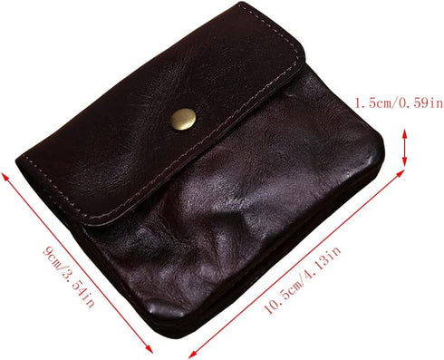 1 Pcs Leather Zipper Coin Purse Wallet With Card Slots,Snap Leather Coin Pouch, Coin Organizer, Change Holder,Card Case, Leather Zipper Storage Ba...
