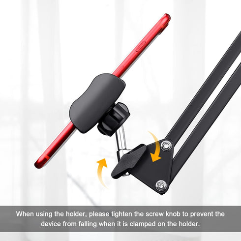 Cell Phone Holder, Universal Phone Stand Clip Lazy Bracket Flexible Articulating Arm Phone Mount Compatible with iPhone 15 14 13 12 11 Pro Xs Max ...