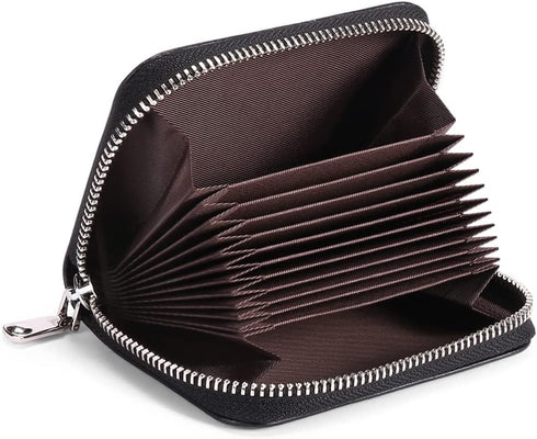 RFID Credit Card Holder Wallet with Zipper, Genuine Leather Credit Card Wallet for Women, Ladies Wallets...