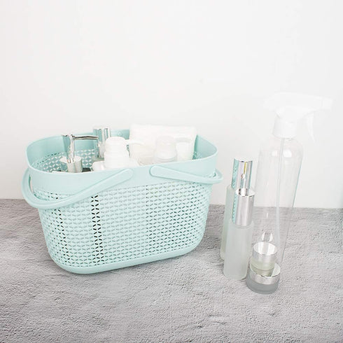 UUJOLY Plastic Organizer Storage Baskets with Handles, Shower Caddy Bins Organizer for Bathroom and kitchen (Blue)...