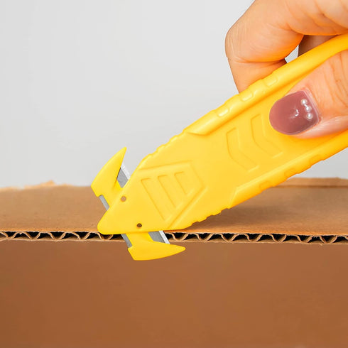 T TOVIA Safety Box Cutter Knife of Recessed Concealed Stainless Steel Blade, Package Opener Plastic Cutter for Box, Carton, Shrink Wrap, Plastic S...