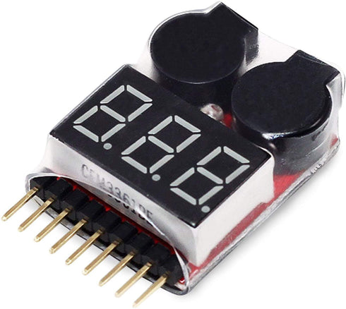 5PCS 2in1 1-8s Lipo Battery Voltage Tester,RC Low Voltage Buzzer Alarm,Battery Monitor Checker Tester for 1-8s Lipo/Li-ion/LiMn/Li-Fe...