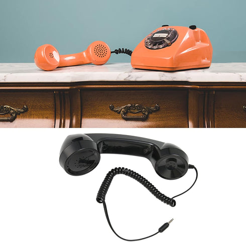 Retro Phone Handset, Vintage Retro 3.5Mm Telephone Handset Cell Phone Receiver, Radiation Proof Handheld Cell Phone Microphone for Mobile Phones C...