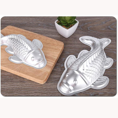 3D Aluminum alloy carp cake bakeware, fondant cake decoration bakeware, fish-shaped cake mold (7 inch)...