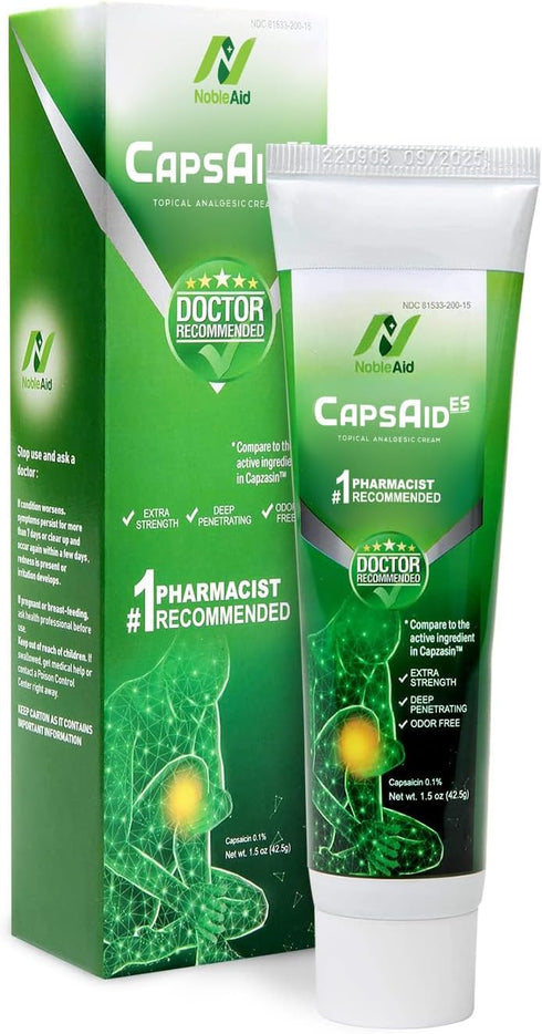 CapsAid ES Arthritis Pain Relief Cream 2 Pack - Capsaicin 0.1% Strength Anti-Inflammatory Arthritis Cream - Odor-Free Topical Arthritis Ointment f...