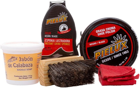 Bolero Kit - Complete Shoe Care Set: Black Shoe Polish, Saddle Soap, Bolero Brush, and Shine Sponge...