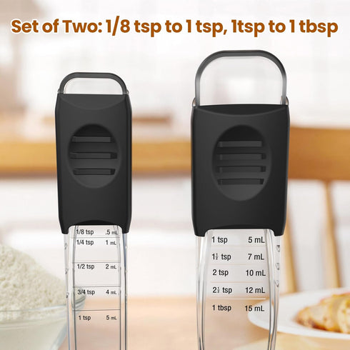 Professional Adjustable Measuring Spoons Set of 2#2258, Fits in Spice Jars, Teaspoon Measuring Spoons 9 in 1 for Dry and Liquid, BPA- free & Dishw...