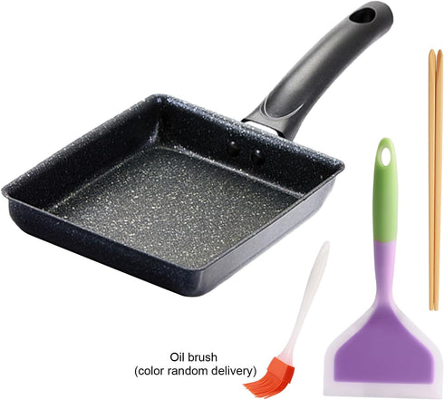 Tamagoyaki Pan Non Stick Japanese Omelette Pan,Cast Iron Rectangle Tamago Pan Small Frying Pan, Tamagoyaki Eggs Pan - Omelette Pan - with Silicone...