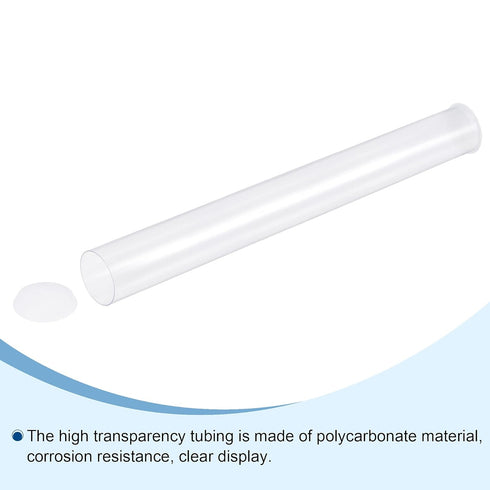 MECCANIXITY Clear Storage Tube Small Plastic Round Tubing with Caps Rigid Bottle Container 26x28x300mm/12 Inch for Item Stored...