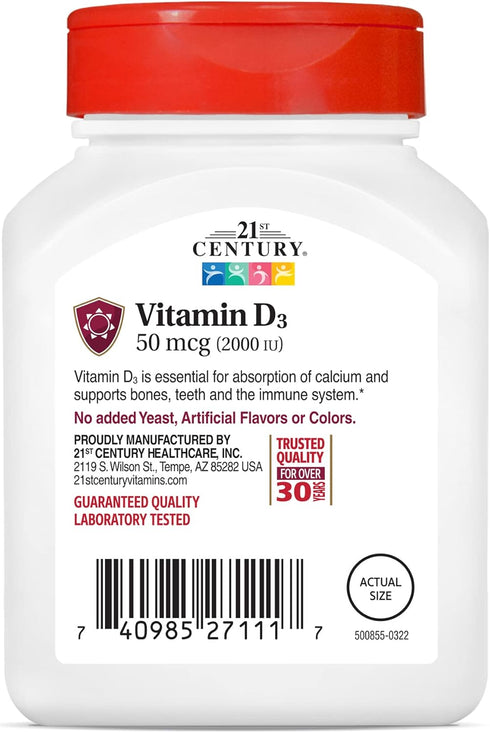 21st Century D3 2000 IU Tablets, 110 Count...