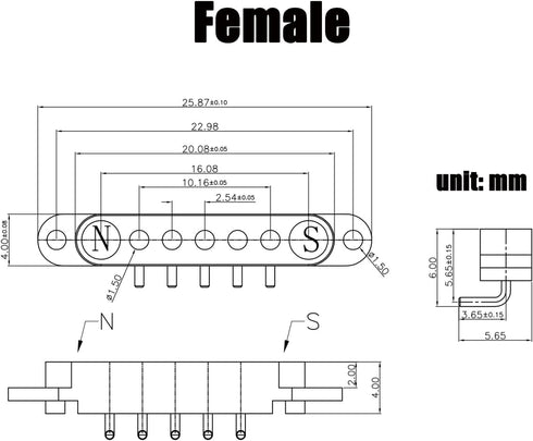 2 Pair Magnetic Bend Pogo Pin Connector with Location Hole, 2/3/4/5/7/8Pin 2A Pogopin Magnetic Connector Male+Female 2.54MM Through Holes Spring L...