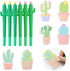 Whaline 12 Pieces Cactus Shaped Roller Pens with Cactus Sticky Notes Cactus Gel Ink Pens Cactus Neutral Pen Writing Plant Pen Succulent Note Pad f...